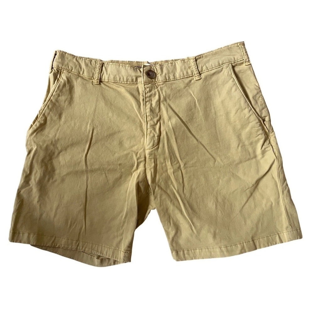 BRAND NEW Marine Layer Mens Organic‎ Cotton Chino Shorts Yellow Size 36